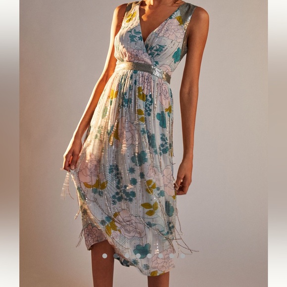 Floral Sequin Embellished Dress - Anthropologie Sylvia
